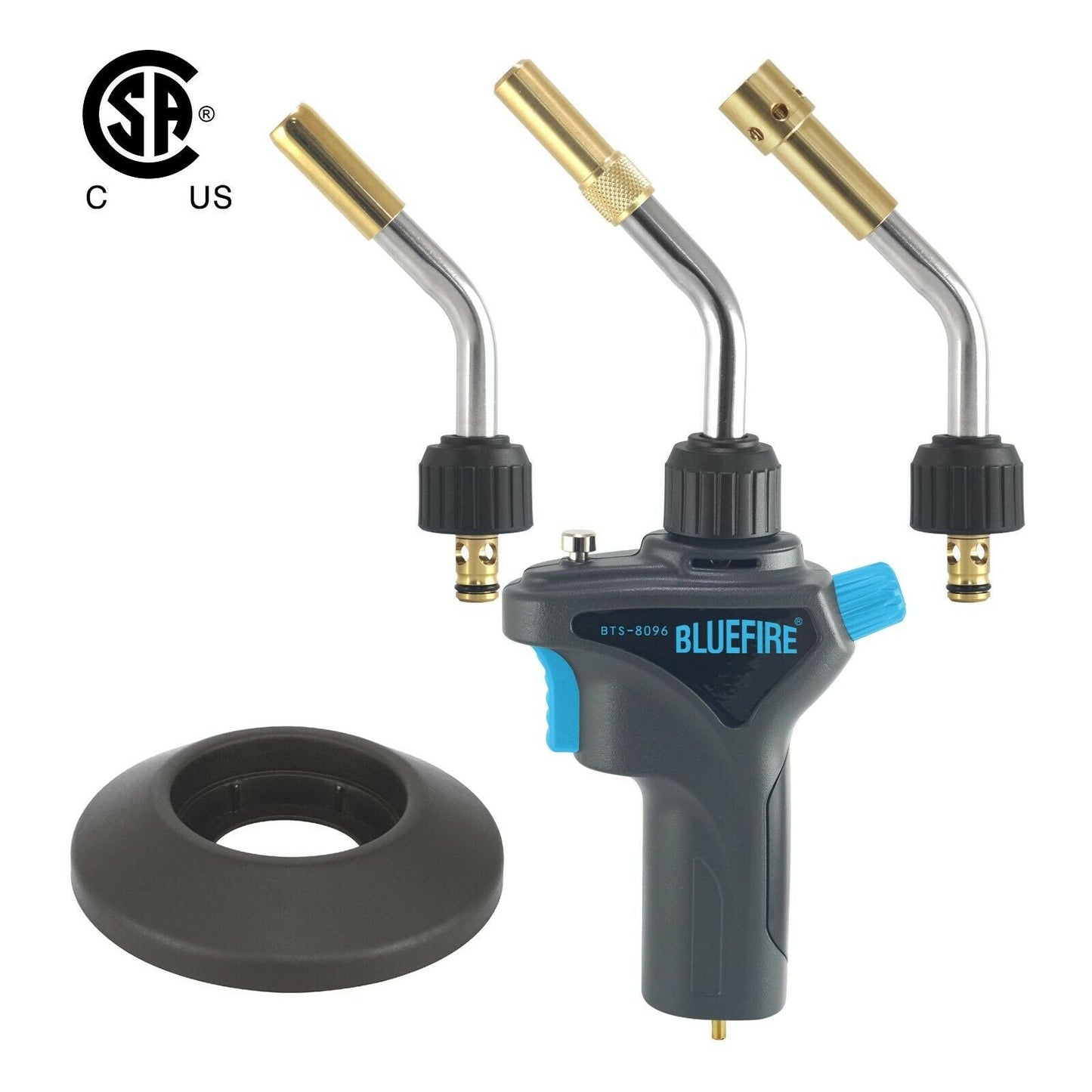BTS-8096-3 Metal Handle Gas Welding Torch Kit,3 Tubes (Swirl, Pencil, Shrink Searing),Fuel MAPP MAP PRO Propane,Auto Trigger Start,Heavy Duty