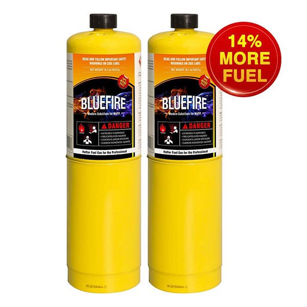 Pack of 2, 14.1 oz BLUEFIRE Modern MAPP Gas Cylinder