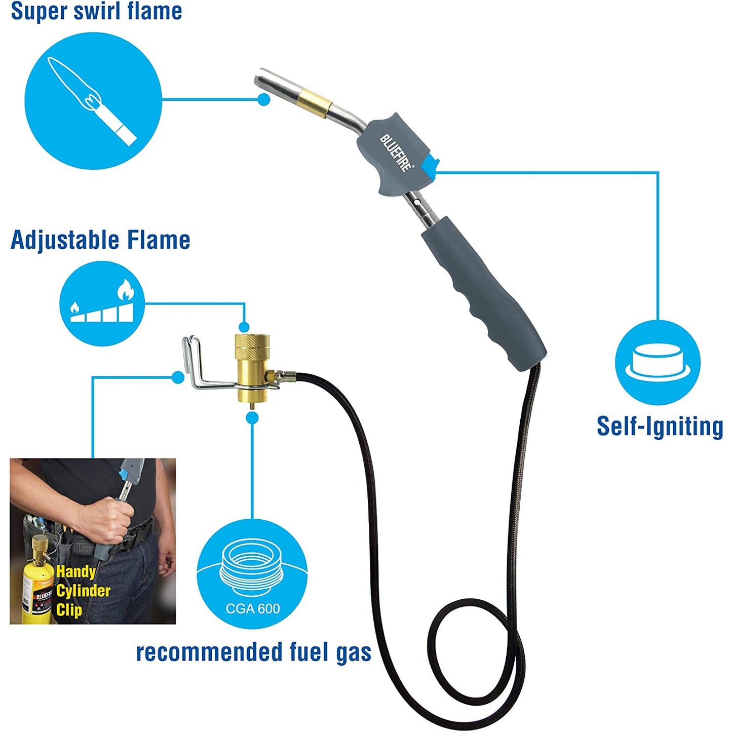 HZ-8394 Trigger Start 3' Hose Gas Welding Torch