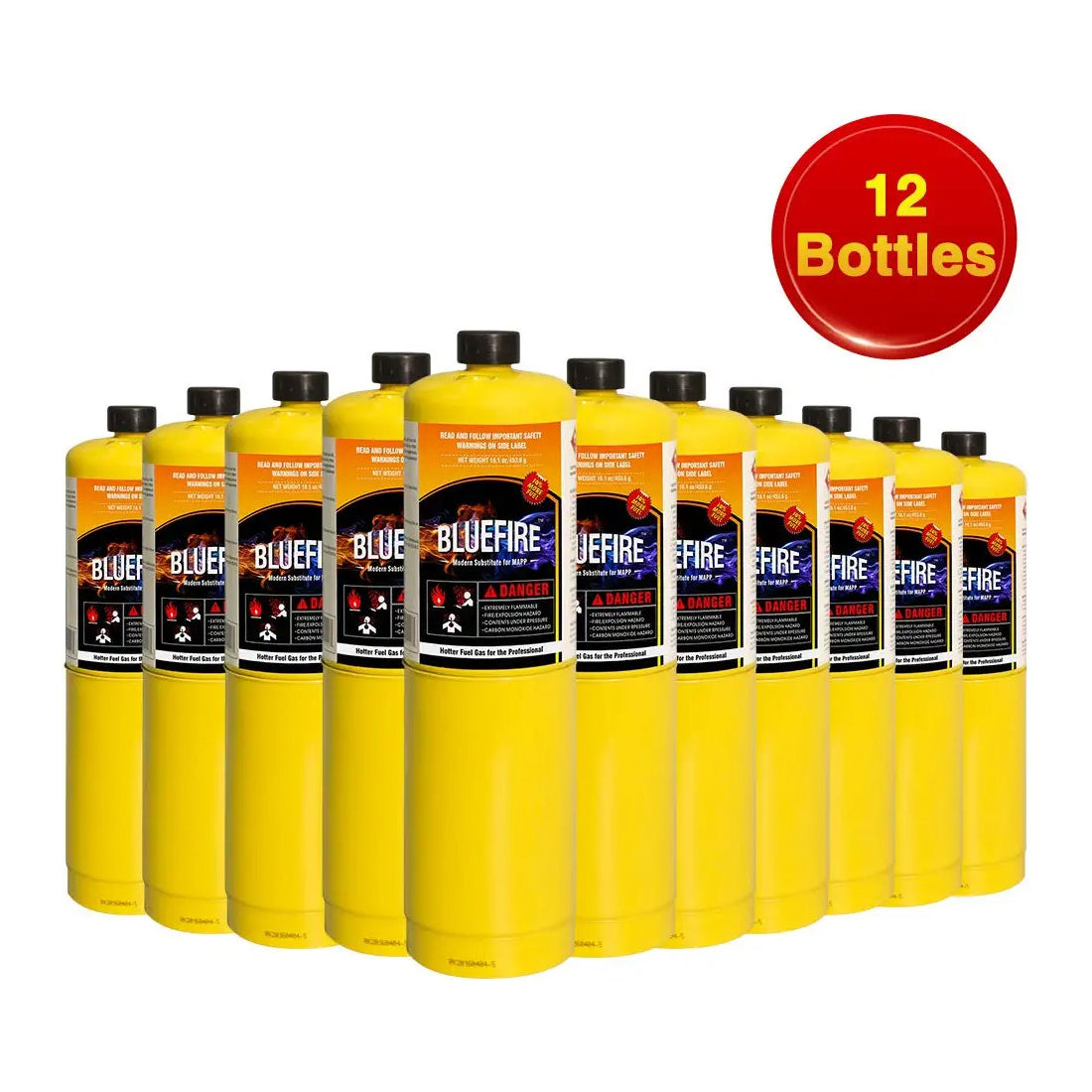 Pack of 12 Whole Carton 400g BLUEFIRE Modern MAPP Gas Cylinder