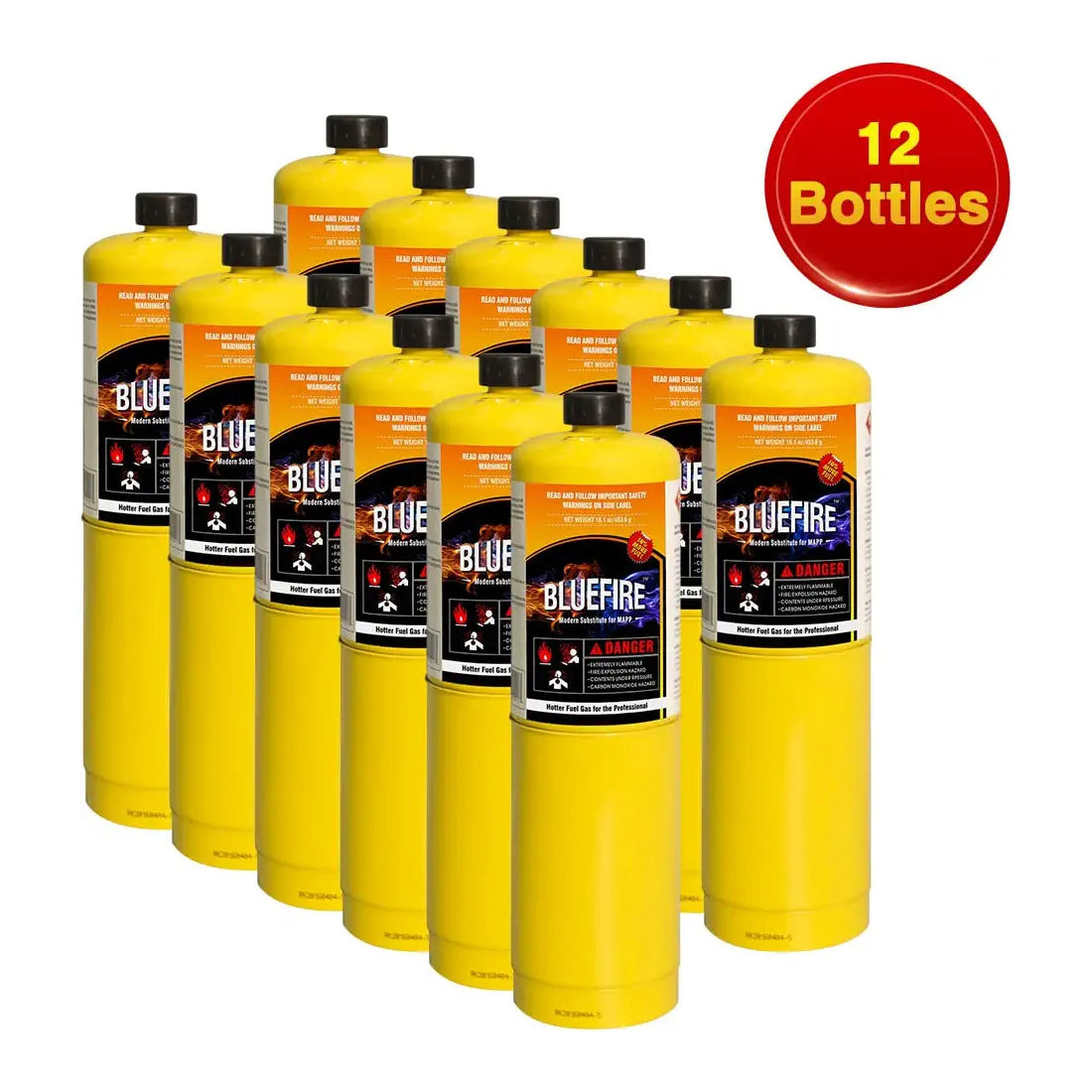 Pack of 12 Whole Carton 400g BLUEFIRE Modern MAPP Gas Cylinder