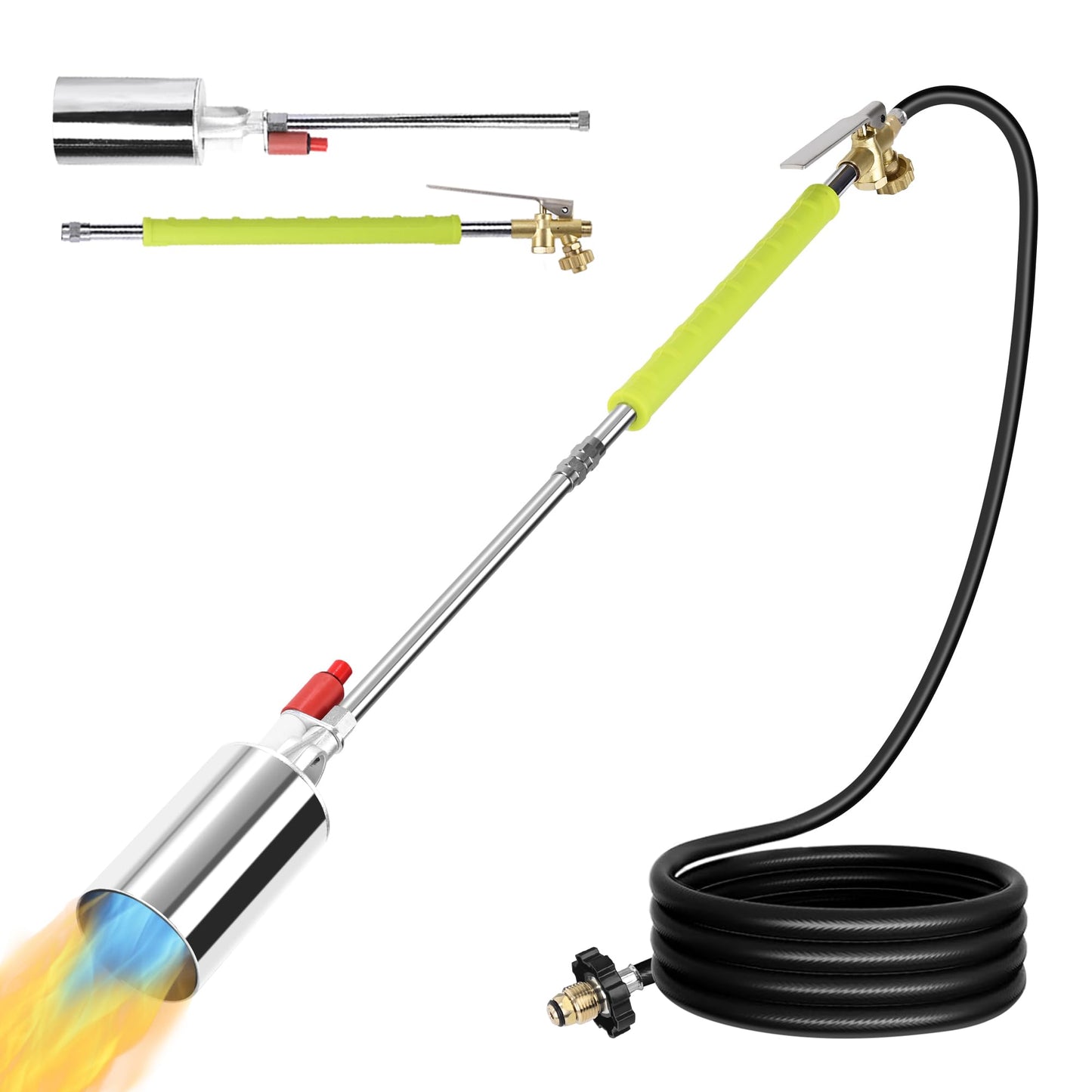 Propane Torch Weed Burner High Output 500,000 BTU Weed Burner Torch For Propane Tank with Self Igniter Blow Torch Turbo Trigger and 10FT Hose Flamethrower Weed Torch Propane Burner