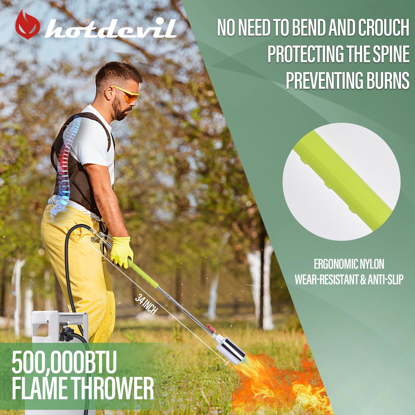 Propane Torch Weed Burner High Output 500,000 BTU Weed Burner Torch For Propane Tank with Self Igniter Blow Torch Turbo Trigger and 10FT Hose Flamethrower Weed Torch Propane Burner