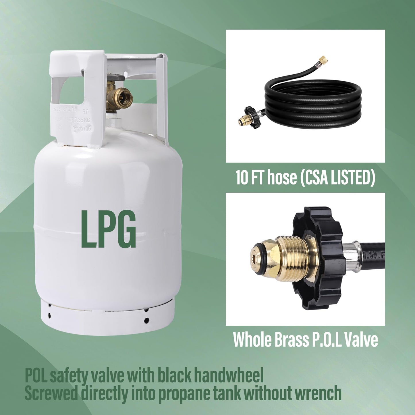 Propane Torch Weed Burner High Output 500,000 BTU Weed Burner Torch For Propane Tank with Self Igniter Blow Torch Turbo Trigger and 10FT Hose Flamethrower Weed Torch Propane Burner