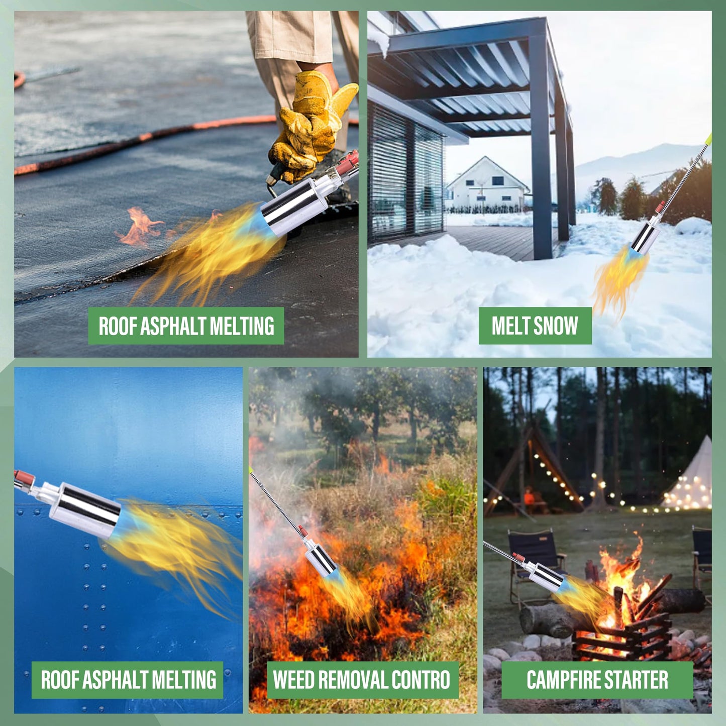 Propane Torch Weed Burner High Output 500,000 BTU Weed Burner Torch For Propane Tank with Self Igniter Blow Torch Turbo Trigger and 10FT Hose Flamethrower Weed Torch Propane Burner